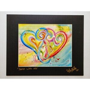 Debbie Arambula Art Print DANCE WITH ME Heart Artist Signed 14x11 Mat Gilroy CA